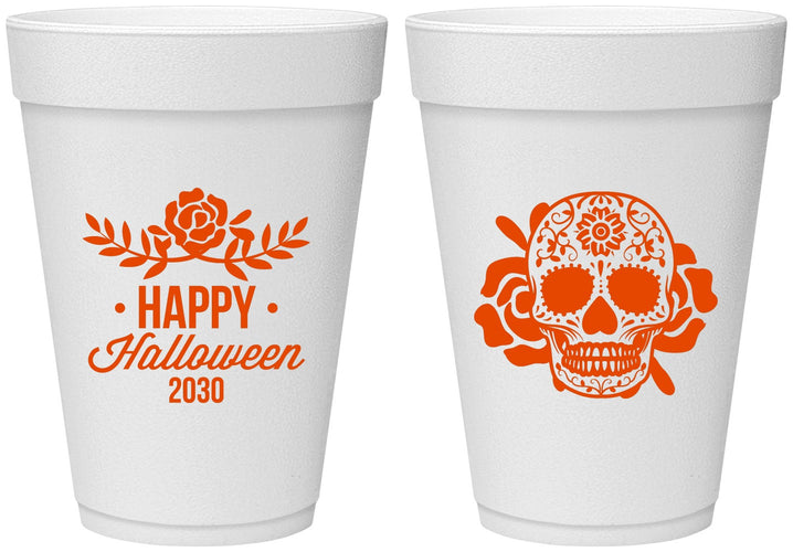 Personalized Halloween 16 oz Foam Cups - Sugar Skull | 250020