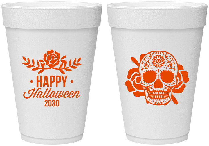 Personalized Halloween 16 oz Foam Cups - Sugar Skull | 250020