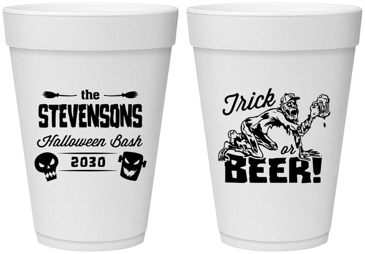 Personalized Halloween 16 oz Foam Cups - Trick Or Beer | 250021