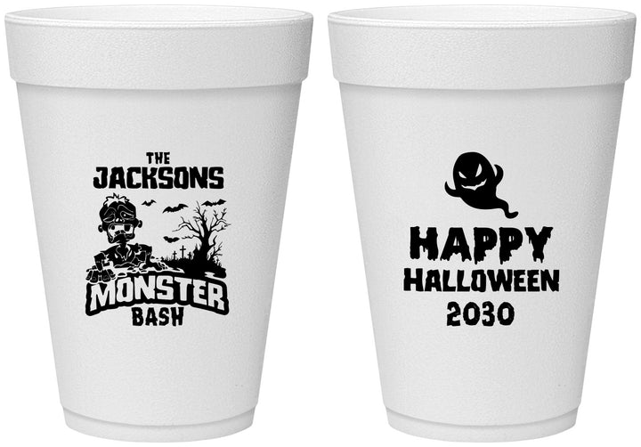 Personalized Halloween 16 oz Foam Cups - Ghost Monster | 250022