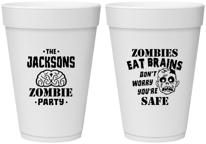 Personalized Halloween 16 oz Foam Cups - Zombie Brain | 250026