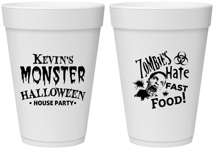Personalized Halloween 16 oz Foam Cups - Monster Zombie | 250027