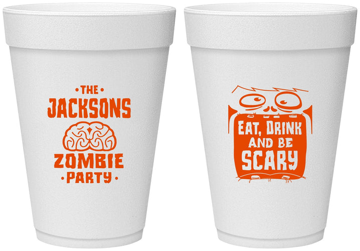 Personalized Halloween 16 oz Foam Cups - Eat Drink Be Scary | 250028