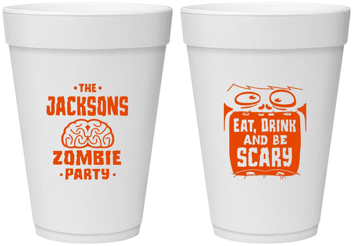 Personalized Halloween 16 oz Foam Cups - Eat Drink Be Scary | 250028