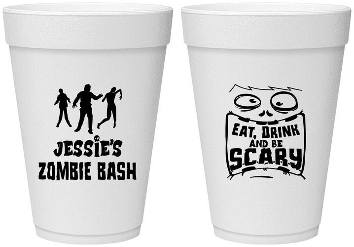 Personalized Halloween 16 oz Foam Cups - Eat Drink Be Scary | 250029