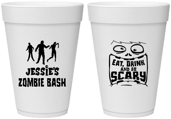 Personalized Halloween 16 oz Foam Cups - Eat Drink Be Scary | 250029
