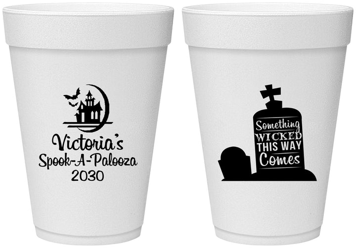 Personalized Halloween 16 oz Foam Cups - Haunted House | 250031
