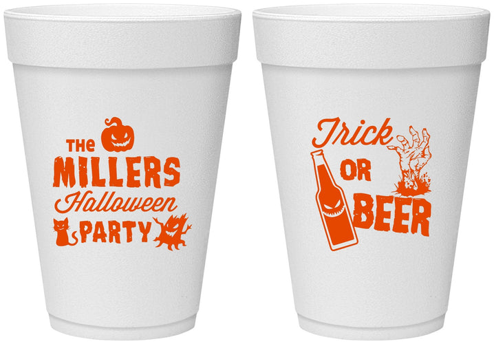 Personalized Halloween 16 oz Foam Cups - Trick Or Beer | 250032
