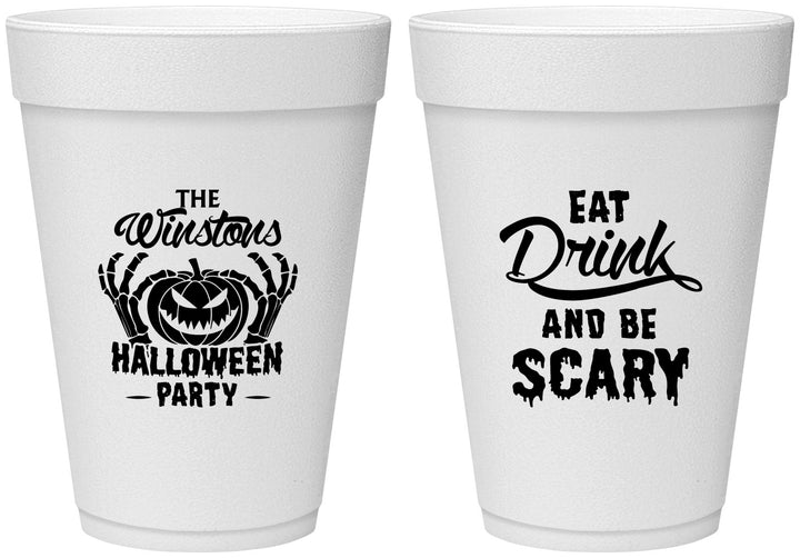 Personalized Halloween 16 oz Foam Cups - Eat Drink Be Scary | 250033