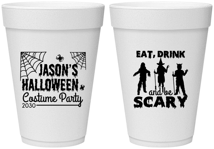 Personalized Halloween 16 oz Foam Cups - Eat Drink Be Scary | 250038
