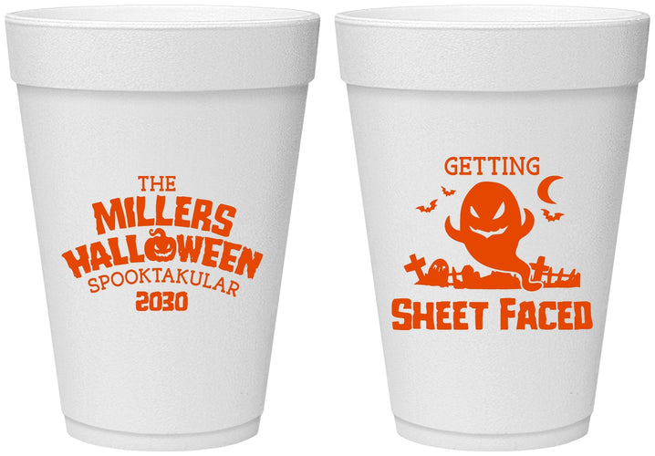 Personalized Halloween 16 oz Foam Cups - Ghost Sheet Faced | 250040