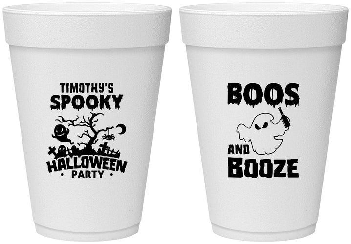 Personalized Halloween 16 oz Foam Cups - Boos And Booze | 250041