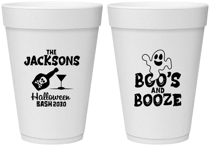 Personalized Halloween 16 oz Foam Cups - Boos And Booze | 250047