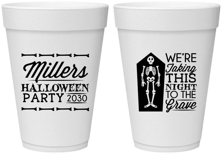Personalized Halloween 16 oz Foam Cups - Skeleton | 250051