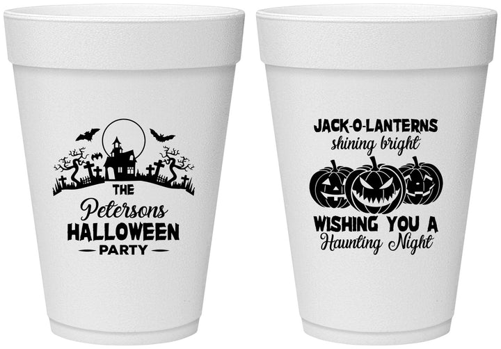 Personalized Halloween 16 oz Foam Cups - Jack O Lantern | 250053