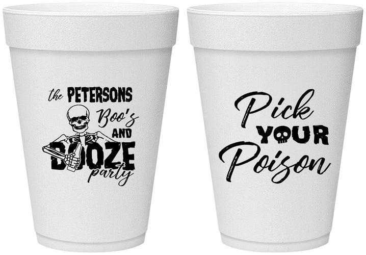 Personalized Halloween 16 oz Foam Cups - Boos And Booze | 250054