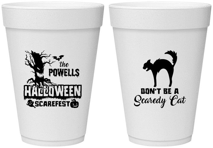 Personalized Halloween 16 oz Foam Cups - Scaredy Cat | 250055
