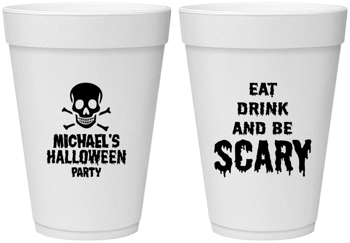 Personalized Halloween 16 oz Foam Cups - Eat Drink Be Scary | 250059