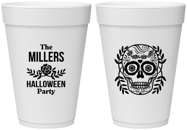 Personalized Halloween 16 oz Foam Cups - Sugar Skull | 250061
