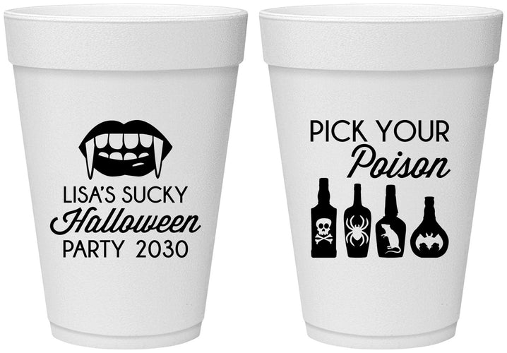 Personalized Halloween 16 oz Foam Cups - Pick Your Poison | 250065