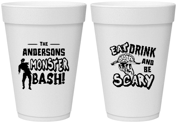 Personalized Halloween 16 oz Foam Cups - Eat Drink Be Scary | 250070