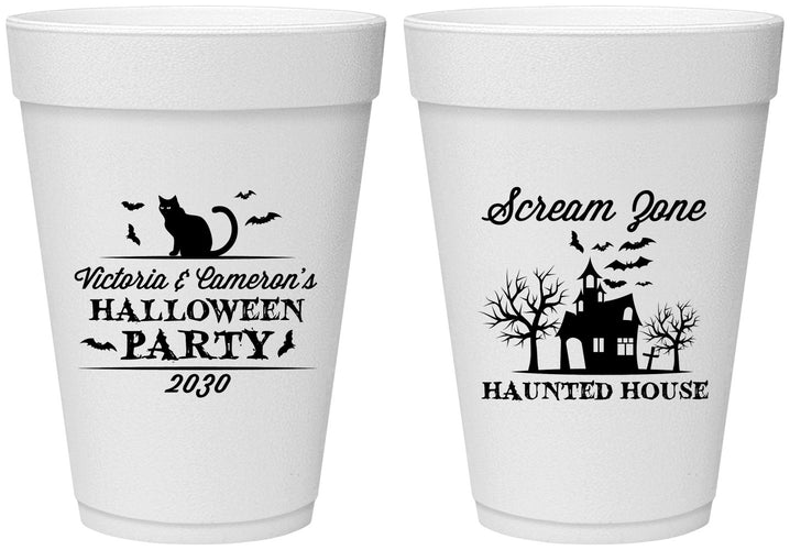 Personalized Halloween 16 oz Foam Cups - Haunted House | 250071