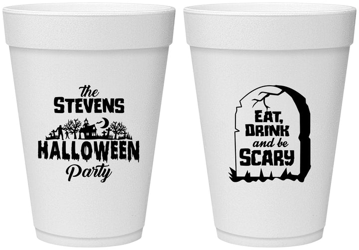 Personalized Halloween 16 oz Foam Cups - Eat Drink Be Scary | 250074