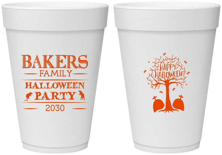 Personalized Halloween 16 oz Foam Cups - Graveyard Shift | 250076