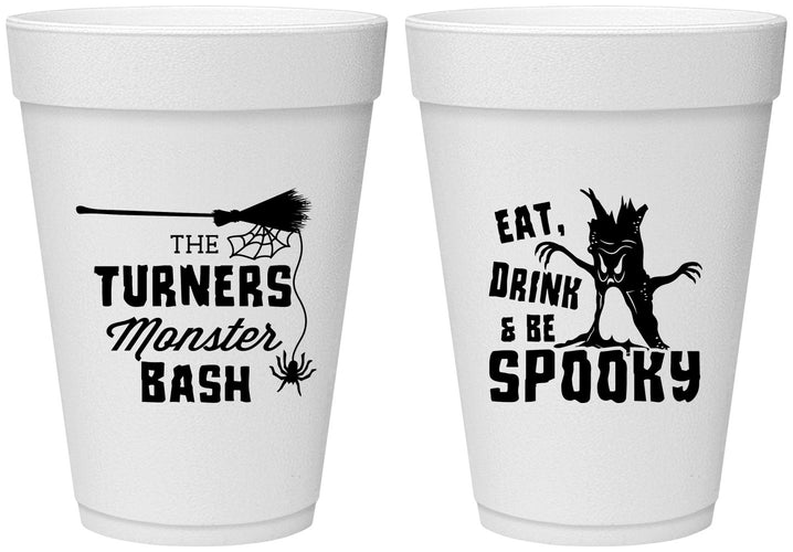 Personalized Halloween 16 oz Foam Cups - Eat Drink Be Spooky | 250077