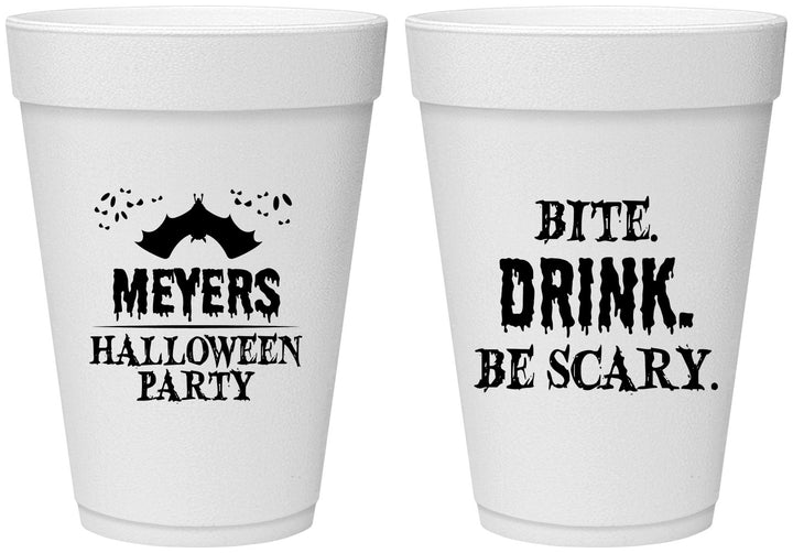Personalized Halloween 16 oz Foam Cups - Bite Drink Be Scary | 250082