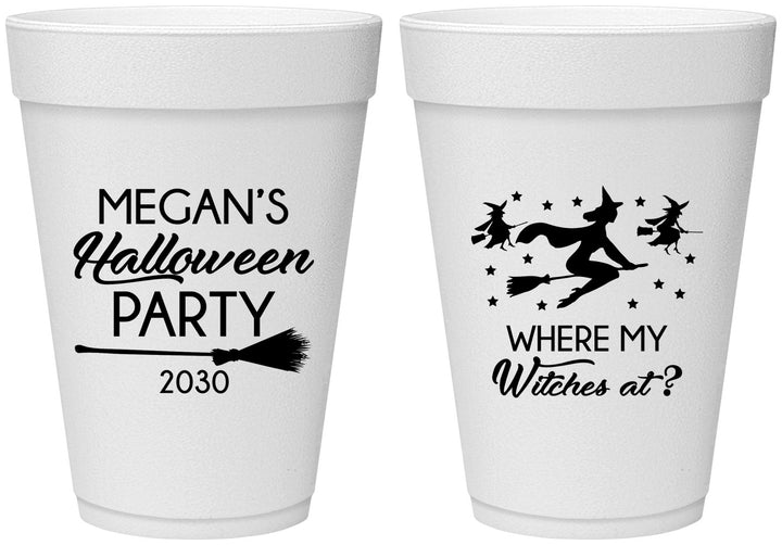 Personalized Halloween 16 oz Foam Cups - Where My Witches At | 250086