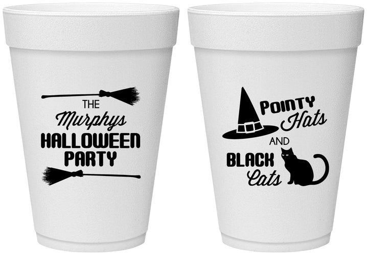 Personalized Halloween 16 oz Foam Cups - Black Cats | 250087
