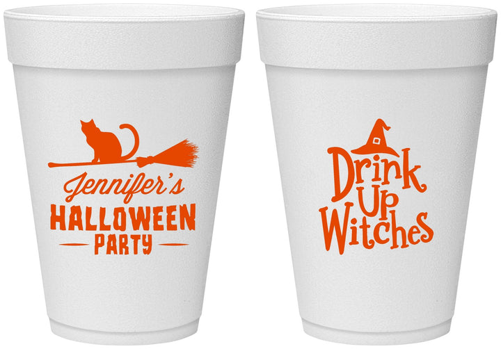 Personalized Halloween 16 oz Foam Cups - Drink Up Witches | 250096