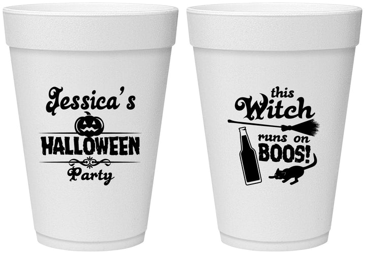 Personalized Halloween 16 oz Foam Cups - Witch Boos | 250097