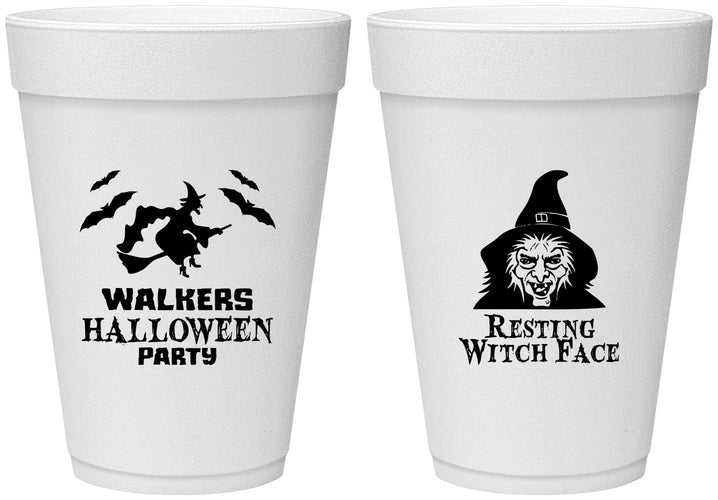 Personalized Halloween 16 oz Foam Cups - Resting Witch Face | 250099