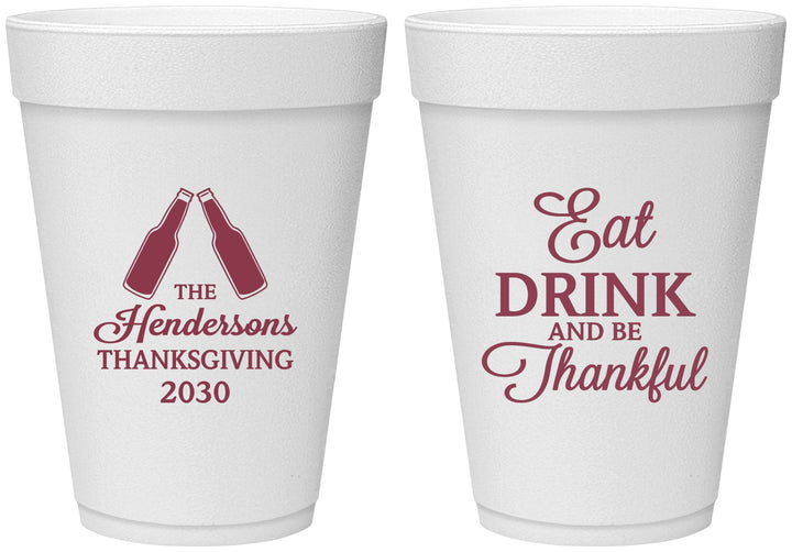 Personalized Thanksgiving 16 oz Foam Cups - Eat Drink Thankful | 260001
