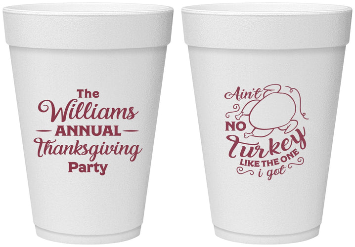 Personalized Thanksgiving 16 oz Foam Cups - Turkey | 260005