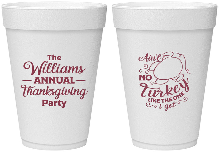 Personalized Thanksgiving 16 oz Foam Cups - Turkey | 260005