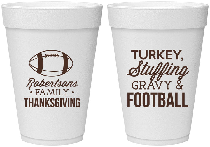Personalized Thanksgiving 16 oz Foam Cups - Football Turkey | 260010