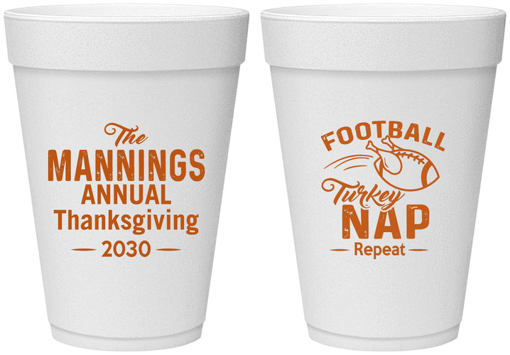 Personalized Thanksgiving 16 oz Foam Cups - Football Turkey | 260012