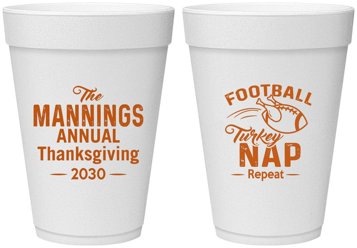 Personalized Thanksgiving 16 oz Foam Cups - Football Turkey | 260012