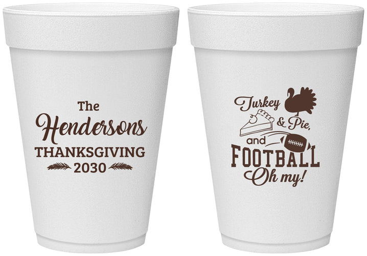 Personalized Thanksgiving 16 oz Foam Cups - Football Turkey | 260014