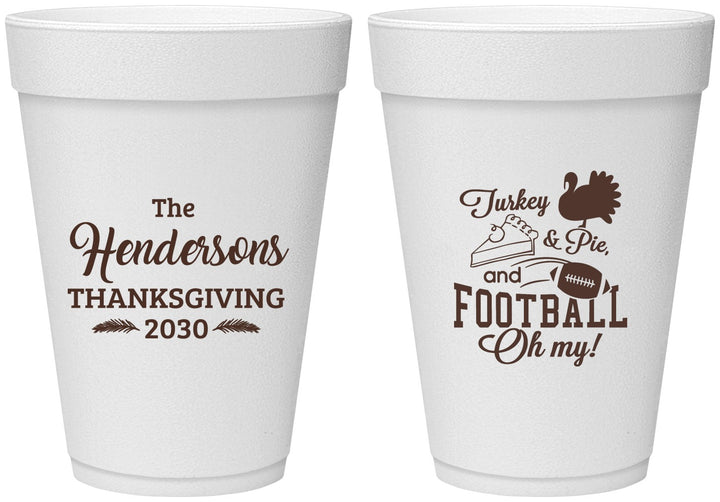 Personalized Thanksgiving 16 oz Foam Cups - Football Turkey | 260014