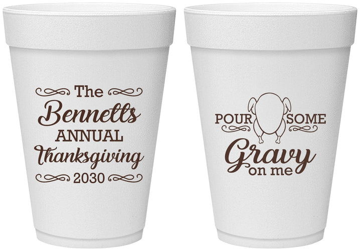 Personalized Thanksgiving 16 oz Foam Cups - Turkey Gravy | 260015