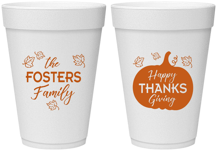 Personalized Thanksgiving 16 oz Foam Cups - Pumpkin | 260016