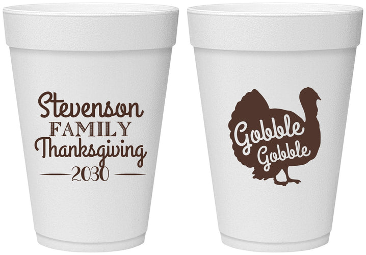 Personalized Thanksgiving 16 oz Foam Cups - Gobble Turkey | 260018