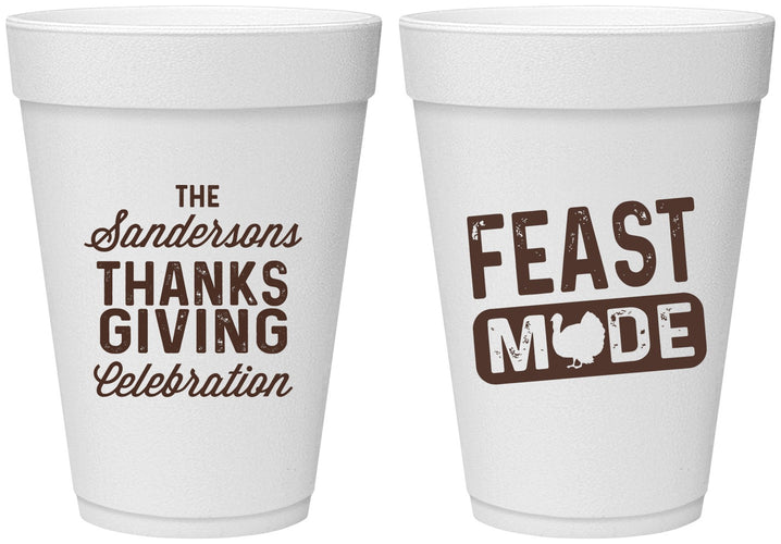 Personalized Thanksgiving 16 oz Foam Cups - Feast Mode | 260019