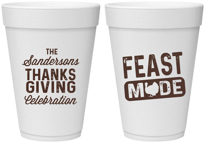 Personalized Thanksgiving 16 oz Foam Cups - Feast Mode | 260019