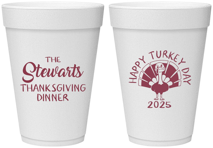 Personalized Thanksgiving 16 oz Foam Cups - Turkey Day | 260021