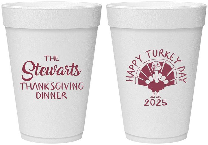 Personalized Thanksgiving 16 oz Foam Cups - Turkey Day | 260021